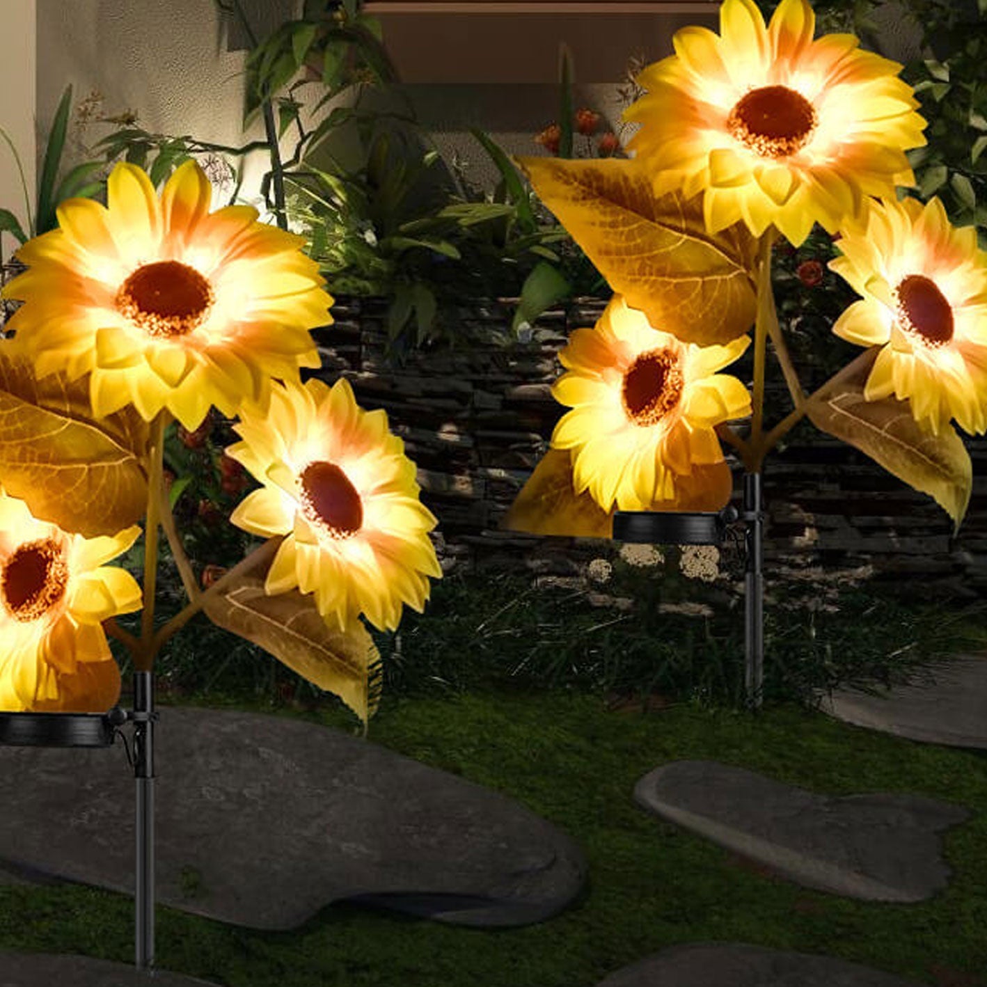 Solar Sunflower 3 Head LED Outdoor Garden Lawn Landscape Light