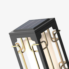 Lámpara LED solar de acero inoxidable rectangular de lujo para exteriores, de estilo chino 