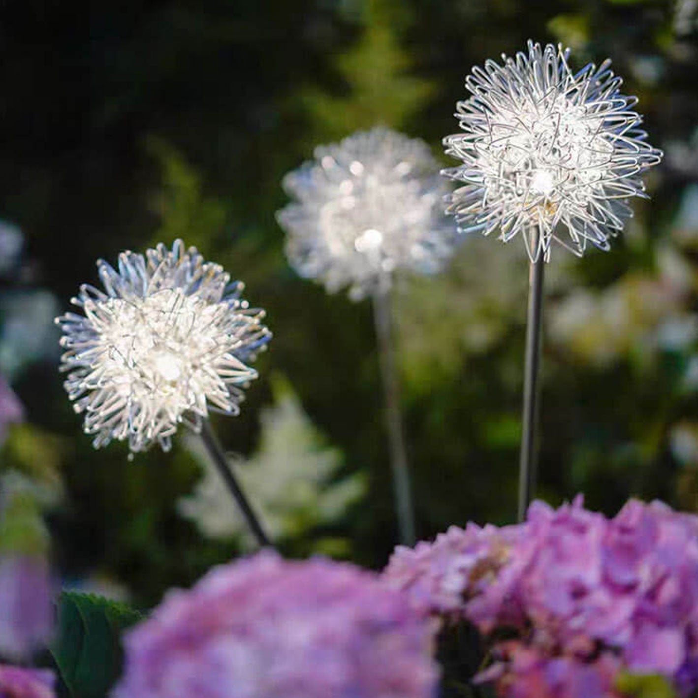 Solar Dandelion Aluminum Wire Globe Light LED Outdoor Waterproof Luminous Garden Insert Ground Landscape Light