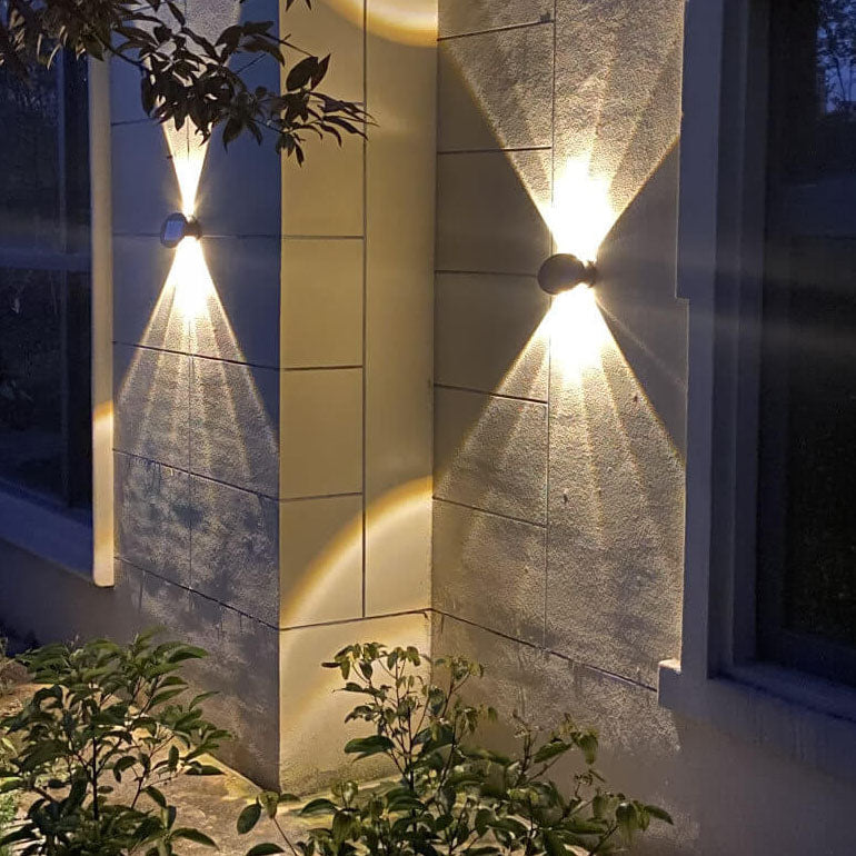 Lámpara de pared LED solar impermeable para jardín, moderna, redonda, de vidrio templado, para exteriores 