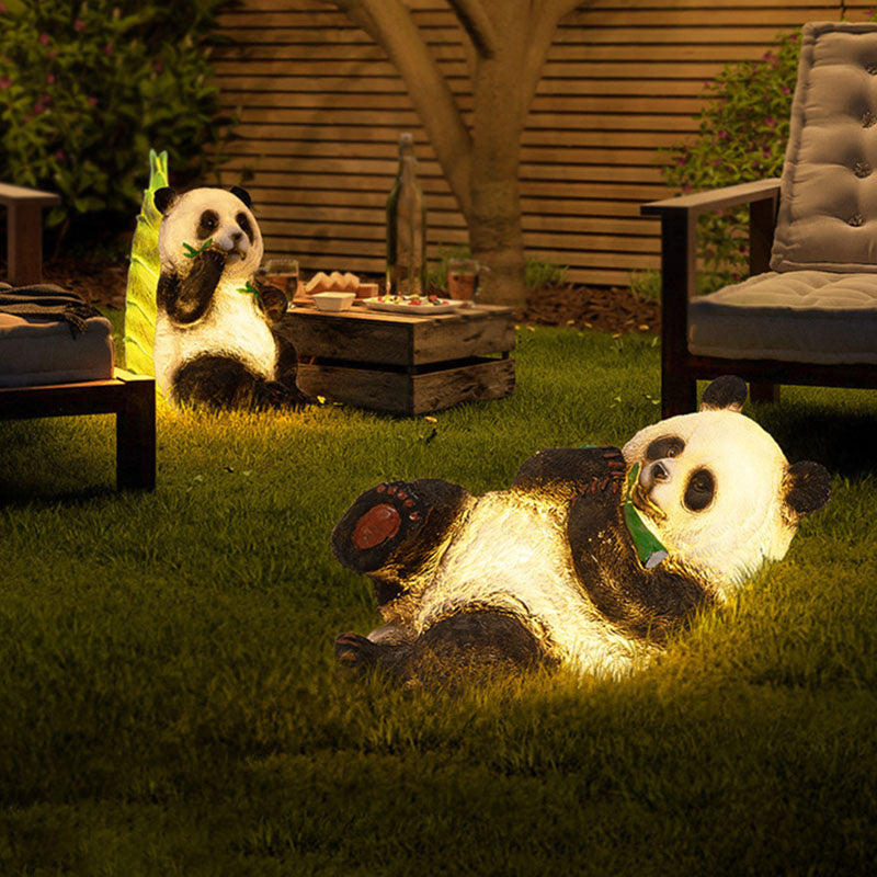 Lampe de paysage à LED en forme d'animal panda en résine créative contemporaine pour jardin