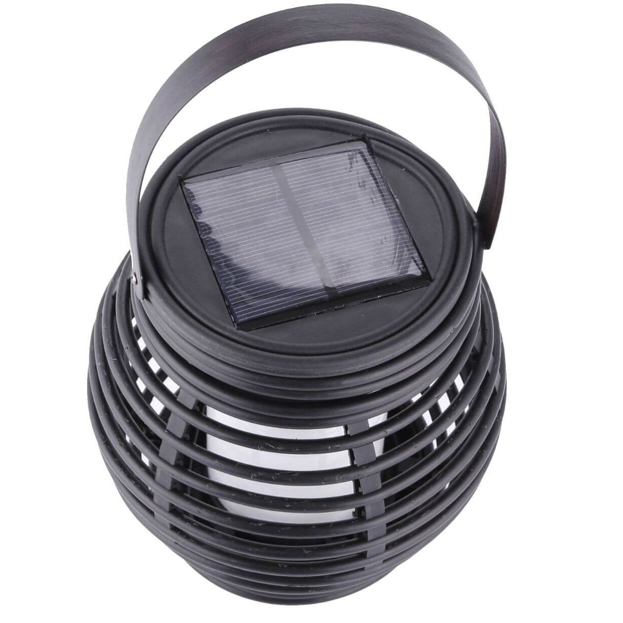 Lampe décorative de jardin étanche à LED en forme de cage à flamme solaire d'extérieur 