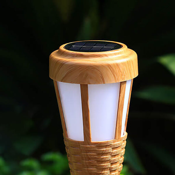 Luz LED solar para exteriores con forma de llama de bambú, resistente al agua, para insertar en el suelo 