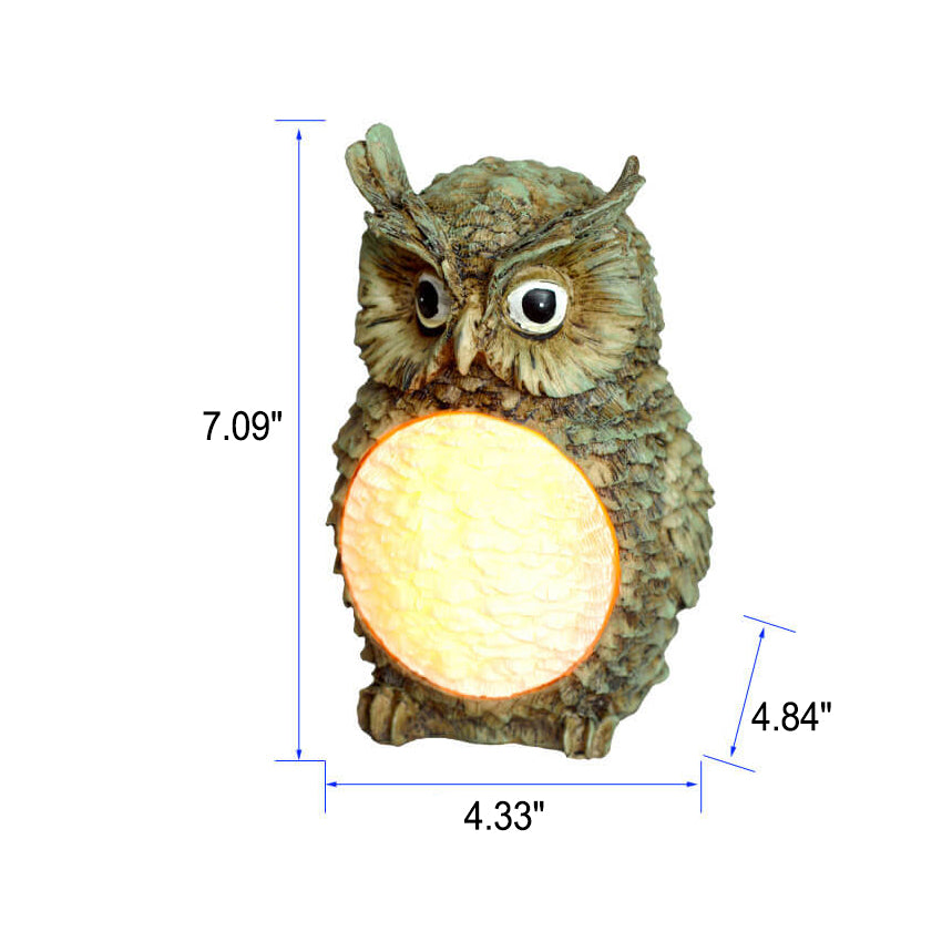 Lampe de pelouse solaire d'extérieur à LED en résine en forme de hibou 