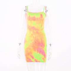 Fluorescent Camouflage Sling Dress