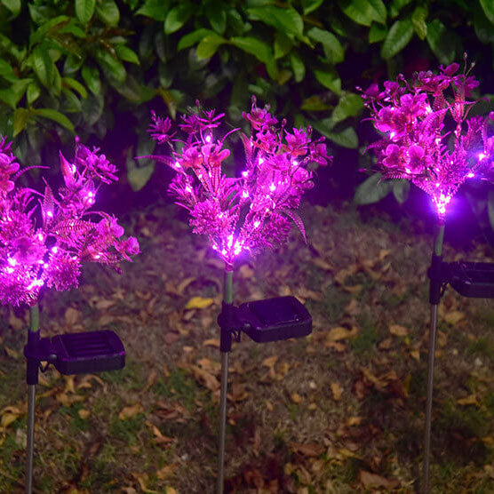 Luz LED decorativa para césped, suelo, simulación de flor de Phalaenopsis, para exteriores, con energía solar 