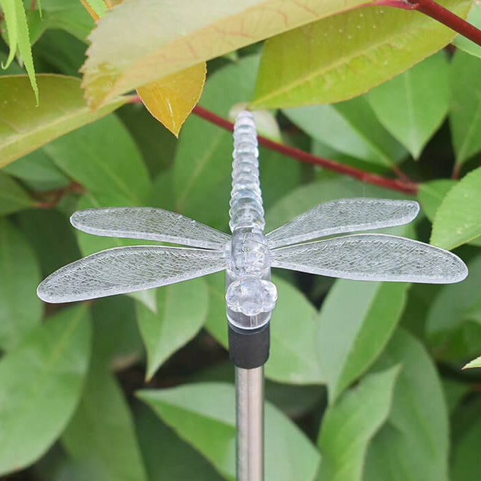 Lámpara LED solar para exteriores con forma de flor, mariposa y libélula para caminos de suelo 