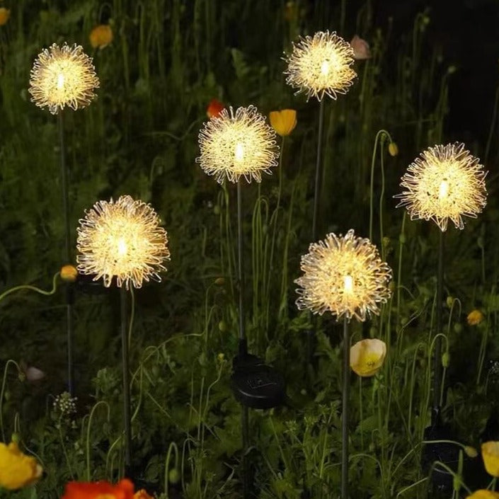 Solar Dandelion Aluminum Wire Globe Light LED Outdoor Waterproof Luminous Garden Insert Ground Landscape Light