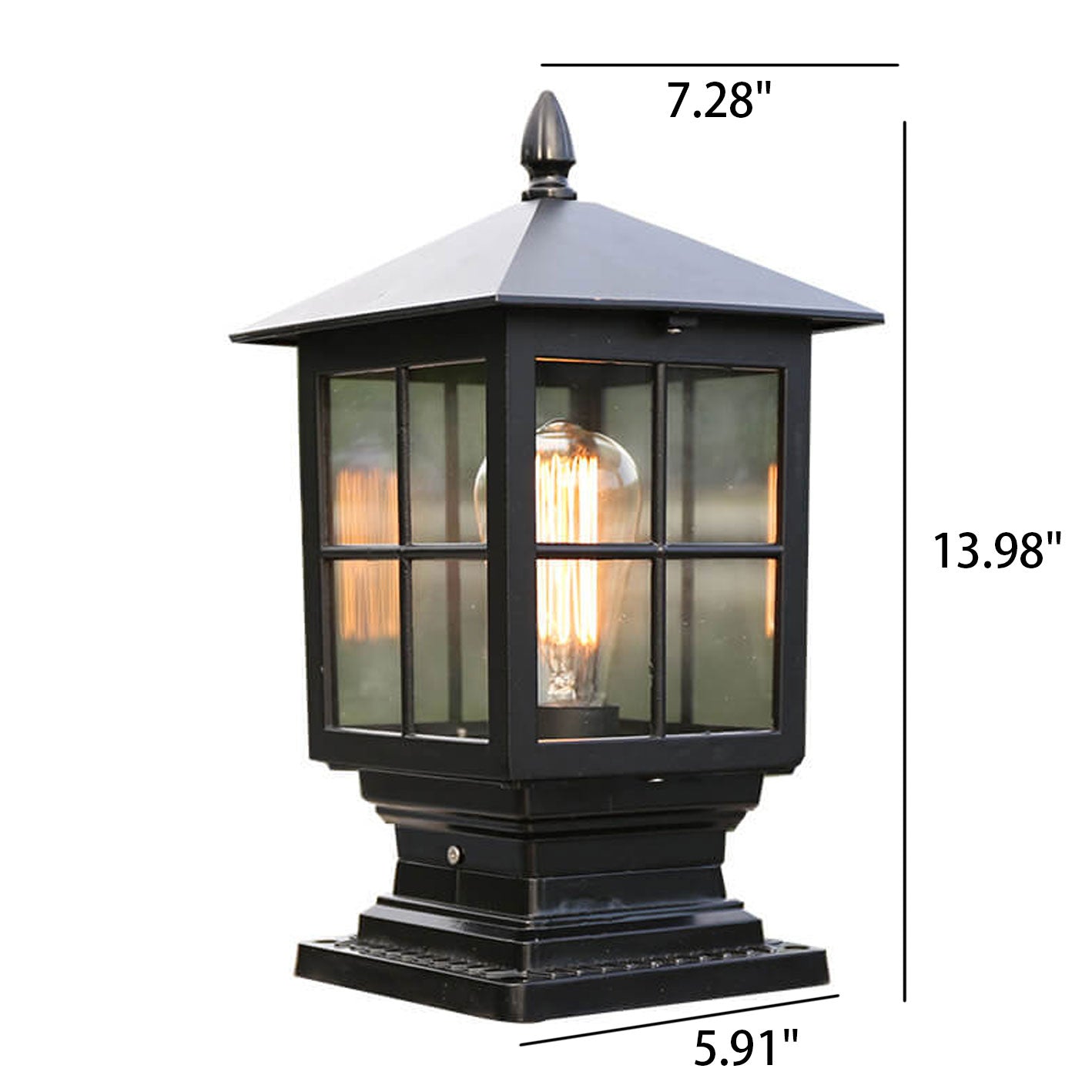 European Outdoor Column Lantern Waterproof  Rustproof 1-Light Patio Light