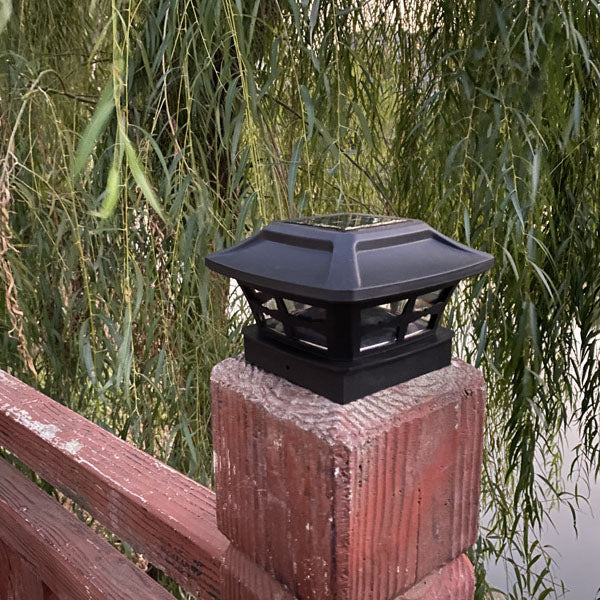 Farol de poste cuadrado creativo solar LED para exteriores, luz de paisaje para jardín 