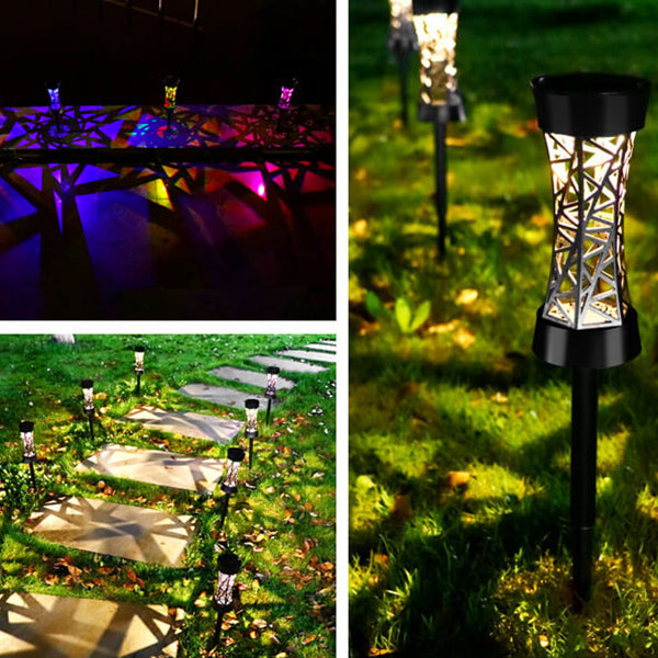 Luz LED para caminos de jardín con diseño hueco y columna solar para exteriores 