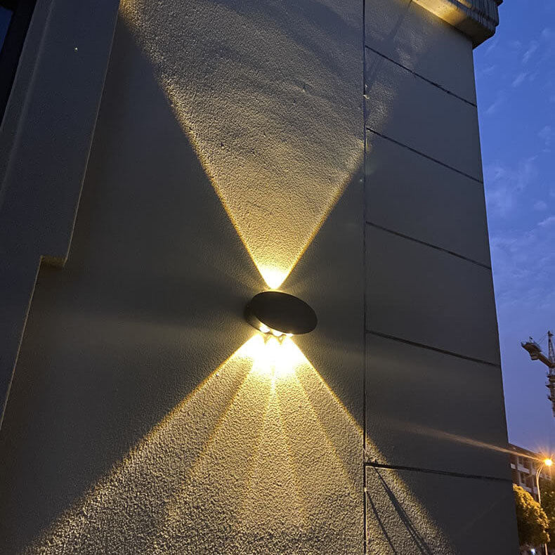 Lámpara de pared LED solar impermeable para jardín, moderna, redonda, de vidrio templado, para exteriores 