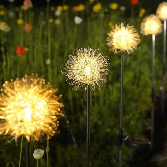 Solar Dandelion Aluminum Wire Globe Light LED Outdoor Waterproof Luminous Garden Insert Ground Landscape Light