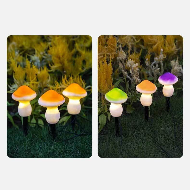 Lampe solaire d'extérieur en résine à LED en forme de champignon pour jardin 