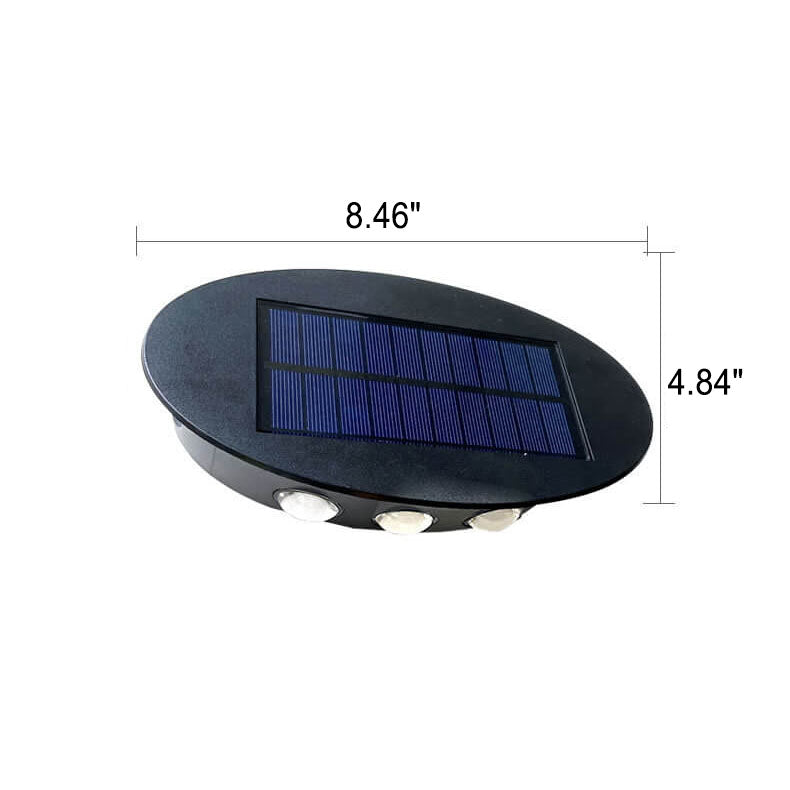 Lámpara de pared LED solar impermeable para jardín, moderna, redonda, de vidrio templado, para exteriores 