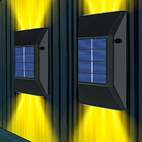 Lámpara de pared LED solar impermeable para exteriores, moderna, de color negro puro 