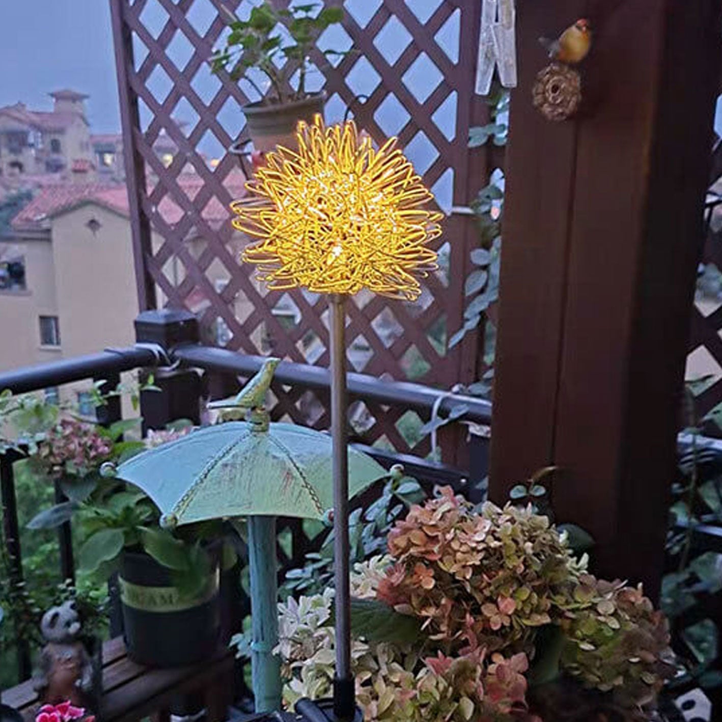 Solar Dandelion Aluminum Wire Globe Light LED Outdoor Waterproof Luminous Garden Insert Ground Landscape Light