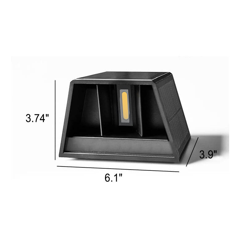 Modern Pure Black Geometric Plastic Solar LED Outdoor Waterproof Garden Wall Light