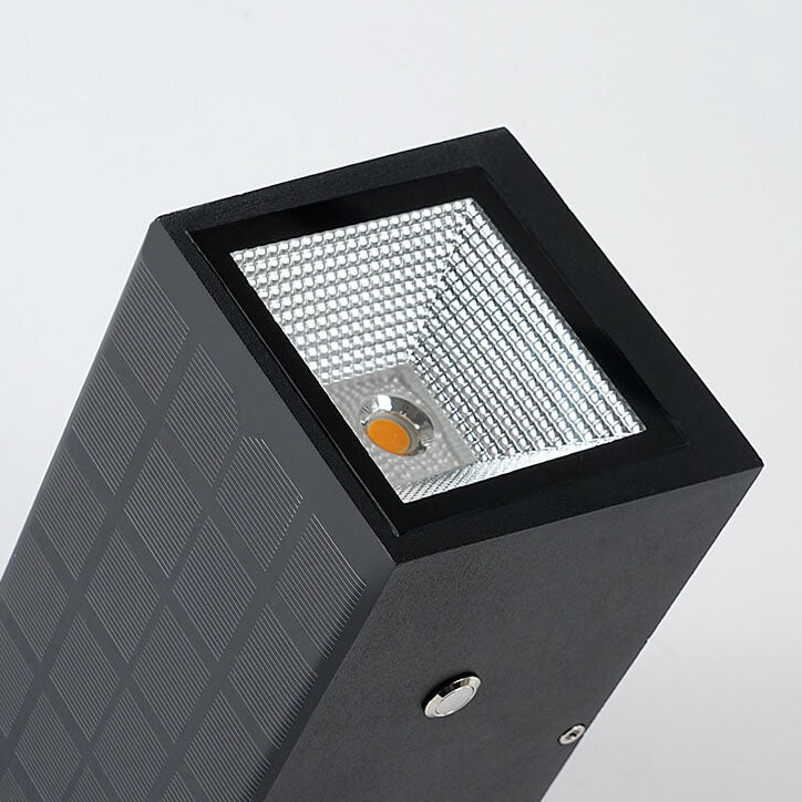 Modern Solar Black Rectangular Die-Cast Aluminum Solar LED Outdoor Wall Light