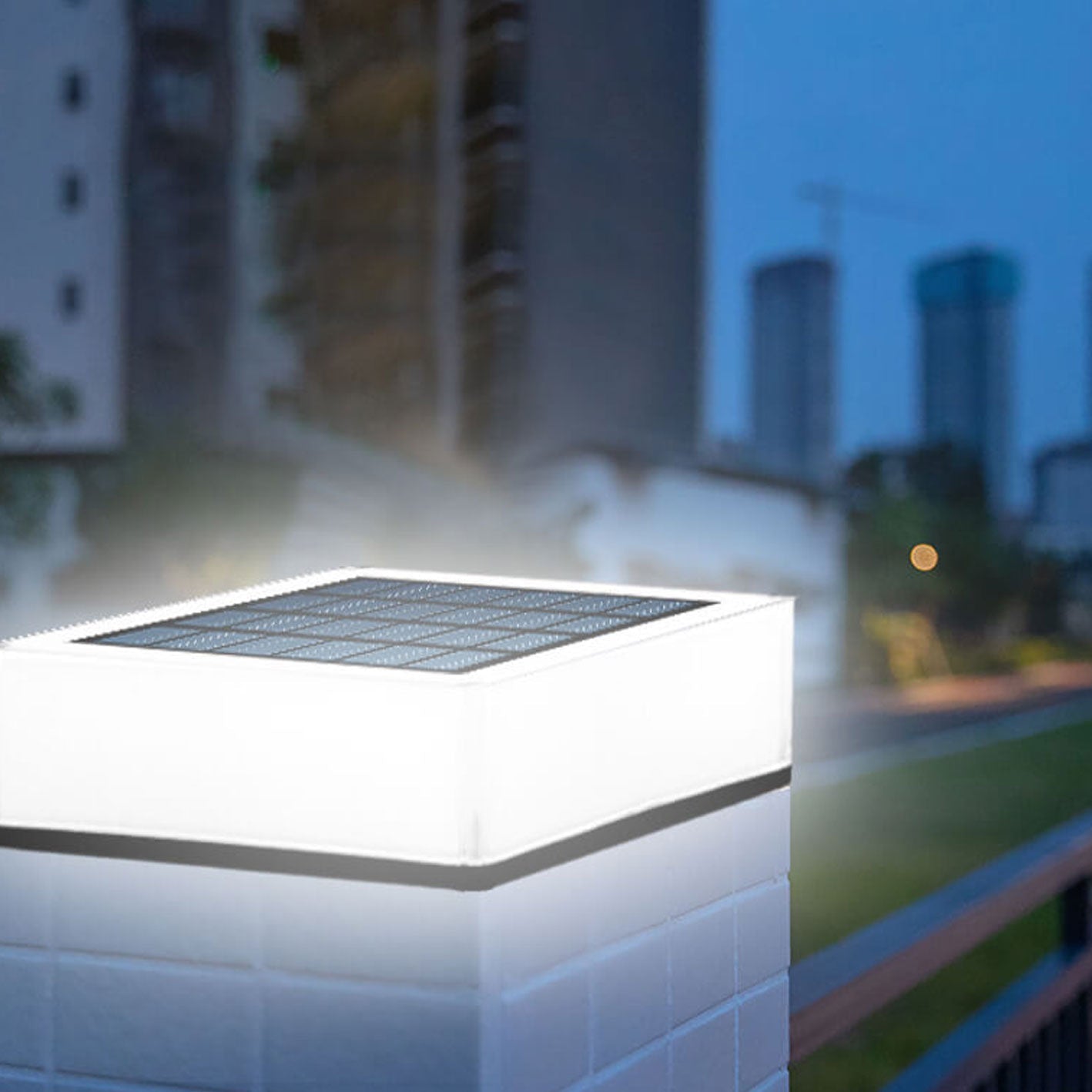 Farola cuadrada RGB solar moderna para exteriores, luz de paisaje para jardín 