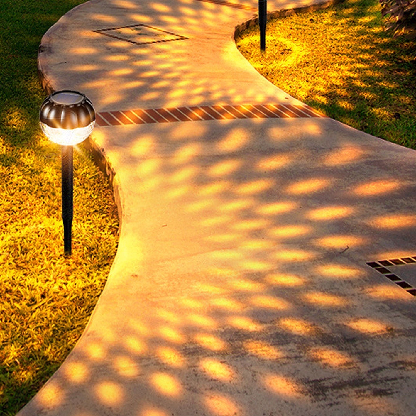 Lámpara LED solar impermeable y redonda moderna para jardín y césped para exteriores 