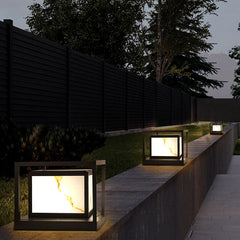 Lámpara de cabeza de columna para exteriores, moderna, cuadrada, con energía solar, estilo chino, LED, para paisaje de césped 