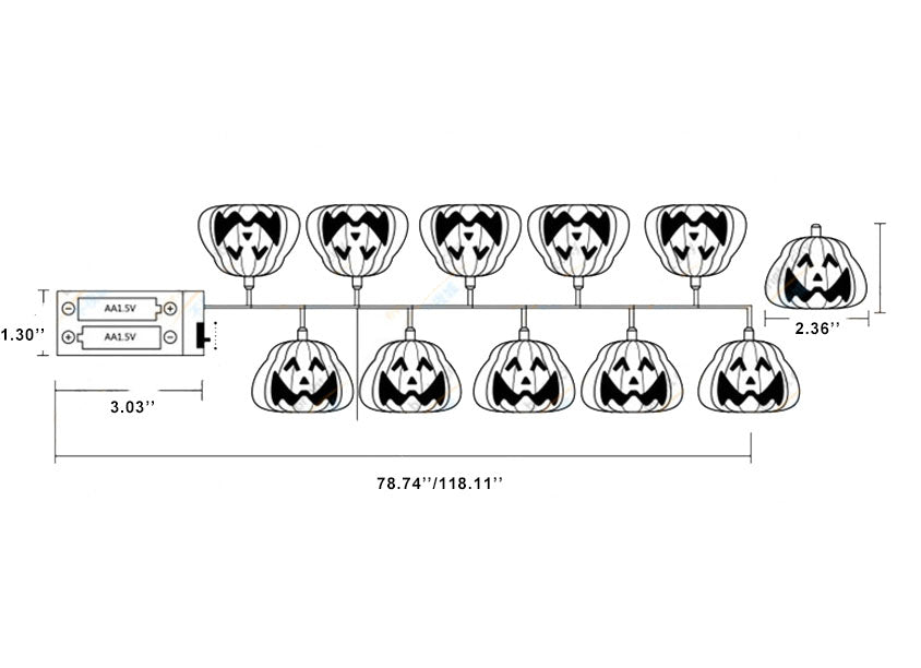 Halloween Pumpkin Festive Lamp Artistic 10/20 Lights Plastic Battery USB LED String Light