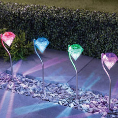 Luz LED solar para caminos decorativos de jardín al aire libre con forma de diamante 