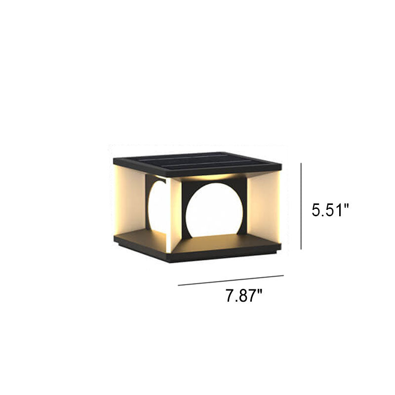 Simple Patio Solar Post Head Light Square LED Outdoor Landscape Light