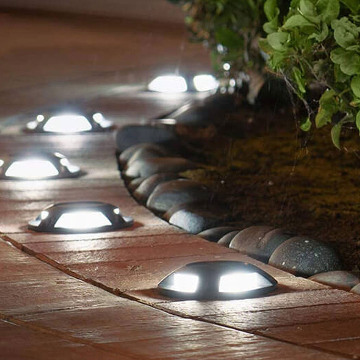 Luz LED solar redonda para césped y paisaje para exteriores 