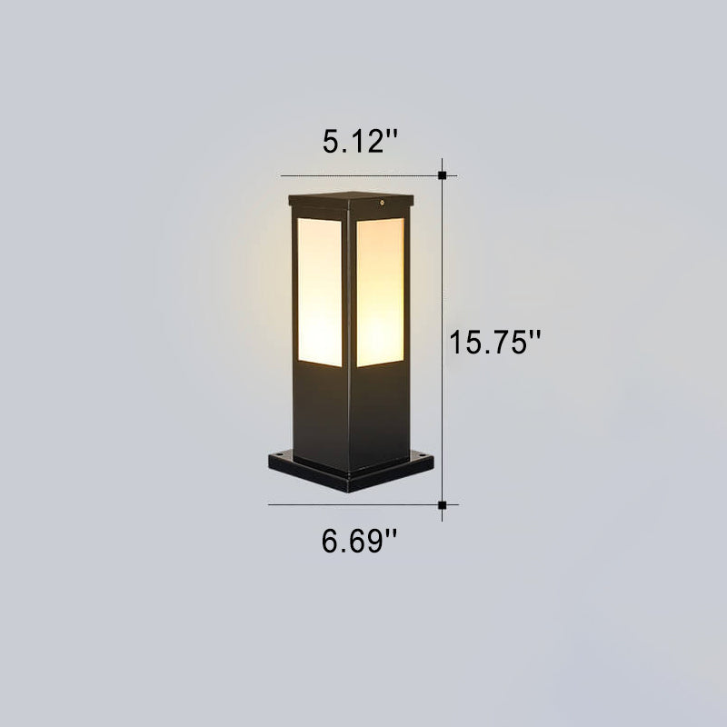 Lampe de chemin d'extérieur étanche à colonne carrée solaire moderne pour pelouse 