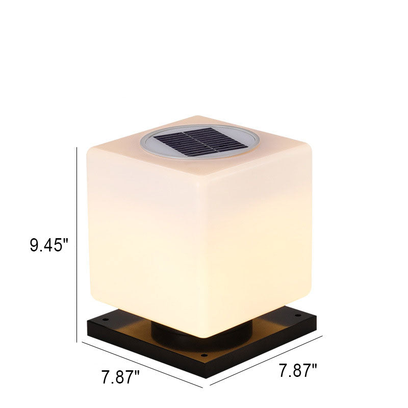 Modern Simple Solar Square Post Head Light LED Outdoor Waterproof Garden Landscape Light