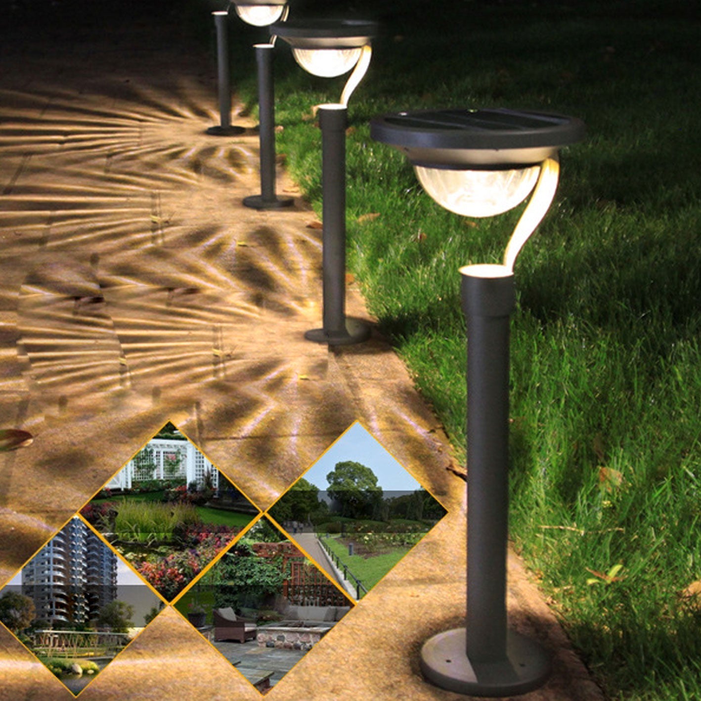 Lámpara solar LED impermeable de doble uso para jardín, moderna, de piso a techo, para exteriores 