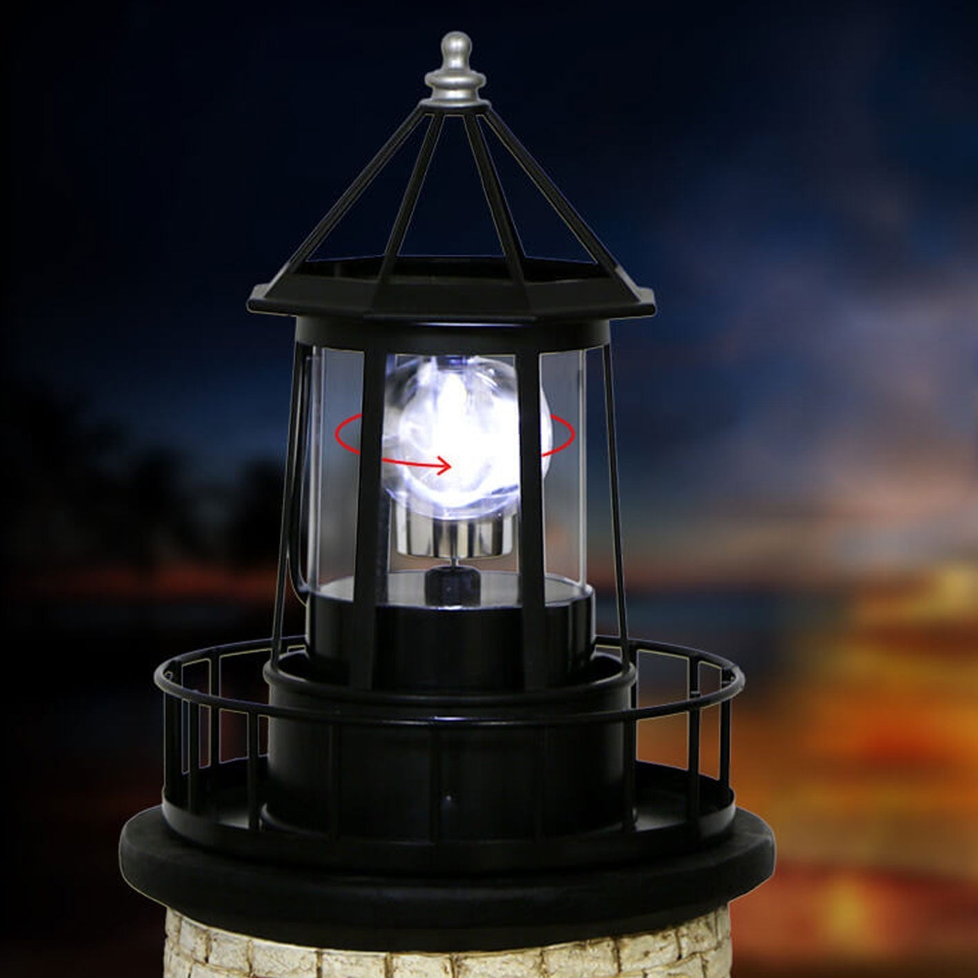 Creative Solar Rotating Tower Resin Hardware LED Garden Decoration Landscape Light