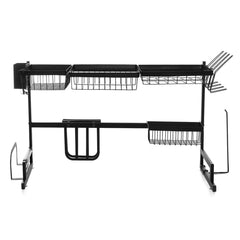 2 Tier Stainless Steel Utensil Holder Kitchen Over Sink Dish Drying Rack Stainless Steel Bowl Cutlery Drinkware Drainer Storage Shelf