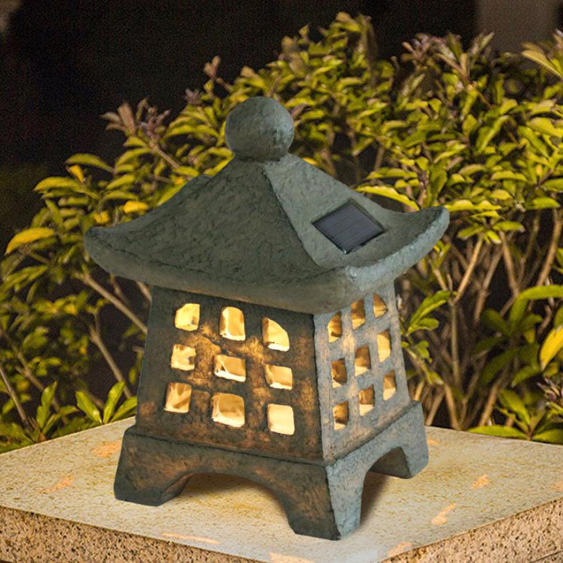 Solar House Pagoda Resin Outdoor Lawn Decorative Landscape Light