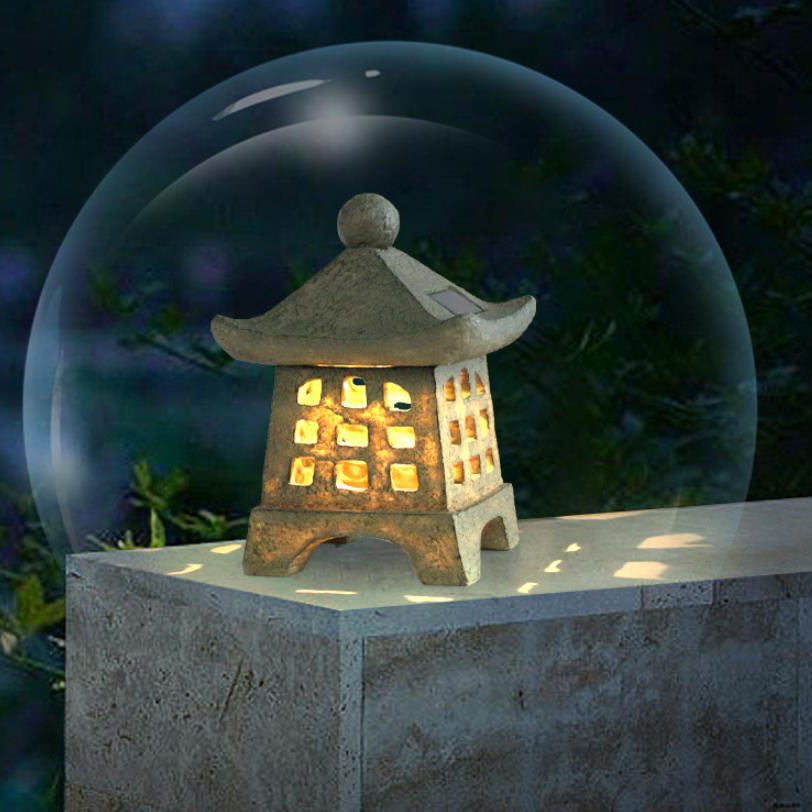 Solar House Pagoda Resin Outdoor Lawn Decorative Landscape Light