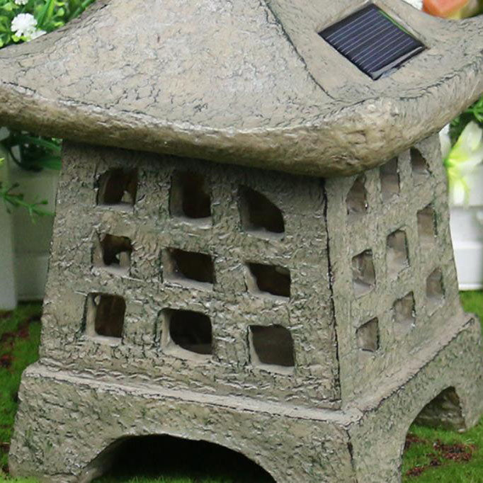 Solar House Pagoda Resin Outdoor Lawn Decorative Landscape Light