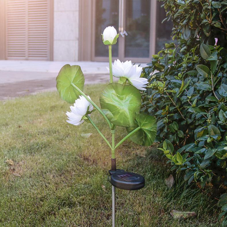 Lámpara LED solar moderna para jardín con forma de loto para suelo 