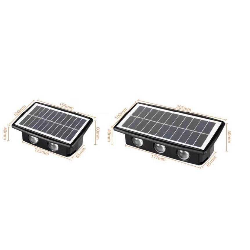 Modern Rectangular Upper And Lower Double Head Solar LED Outdoor Garden Wall Light