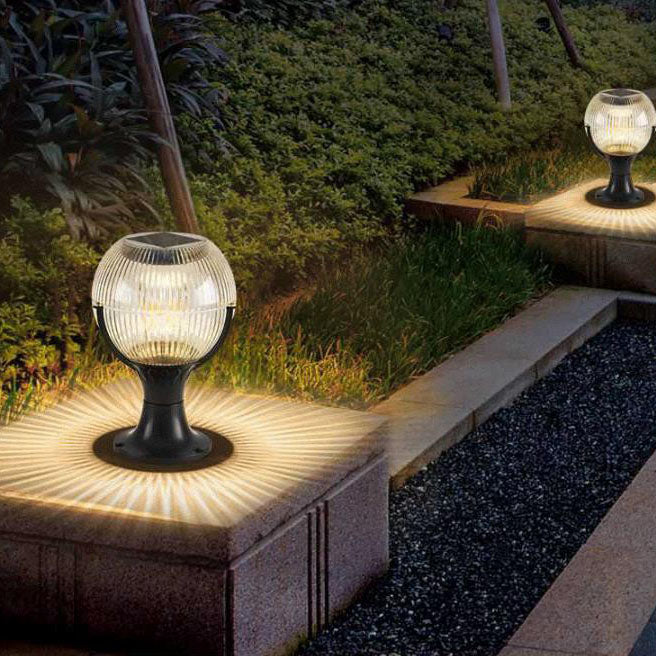 Solar RGB Globe Post Head Outdoor Waterproof 1-Light Garden Landscape Light