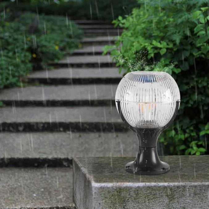 Solar RGB Globe Post Head Outdoor Waterproof 1-Light Garden Landscape Light