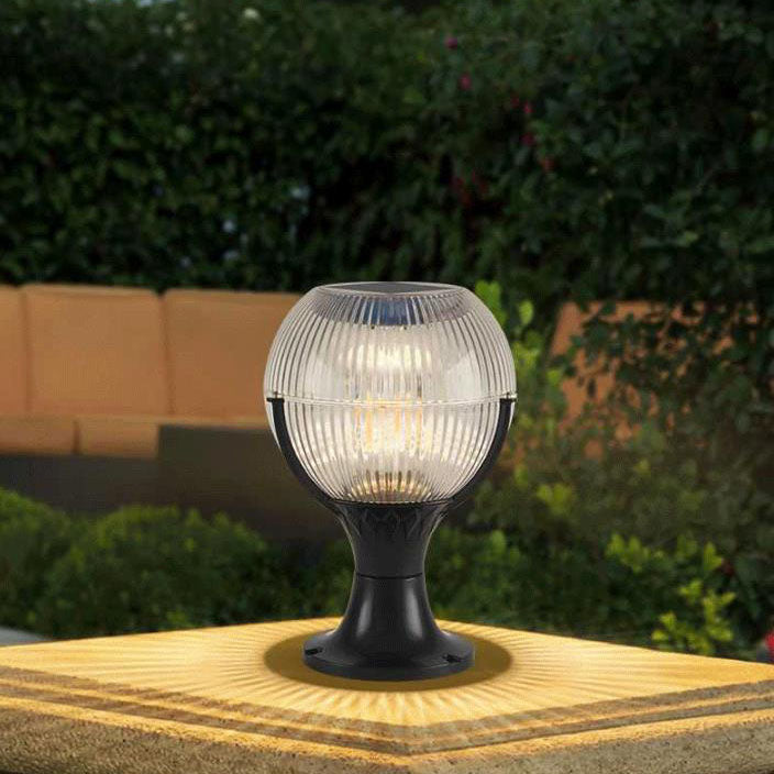 Solar RGB Globe Post Head Outdoor Waterproof 1-Light Garden Landscape Light