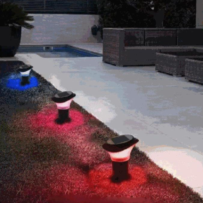 Columna solar para exteriores con cabezal inclinado ABS LED para patio, luz de paisaje 