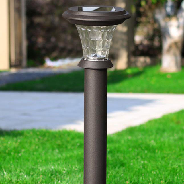 Lámpara LED solar para exteriores con inserto de césped cilíndrico de acero inoxidable y vidrio, moderna 