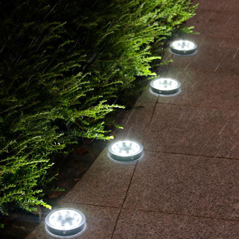 Modern Round Solar Outdoor LED Garden Lawn Ground Insert Light