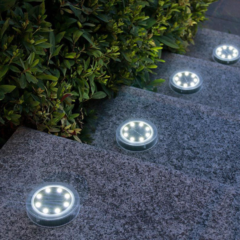 Modern Round Solar Outdoor LED Garden Lawn Ground Insert Light