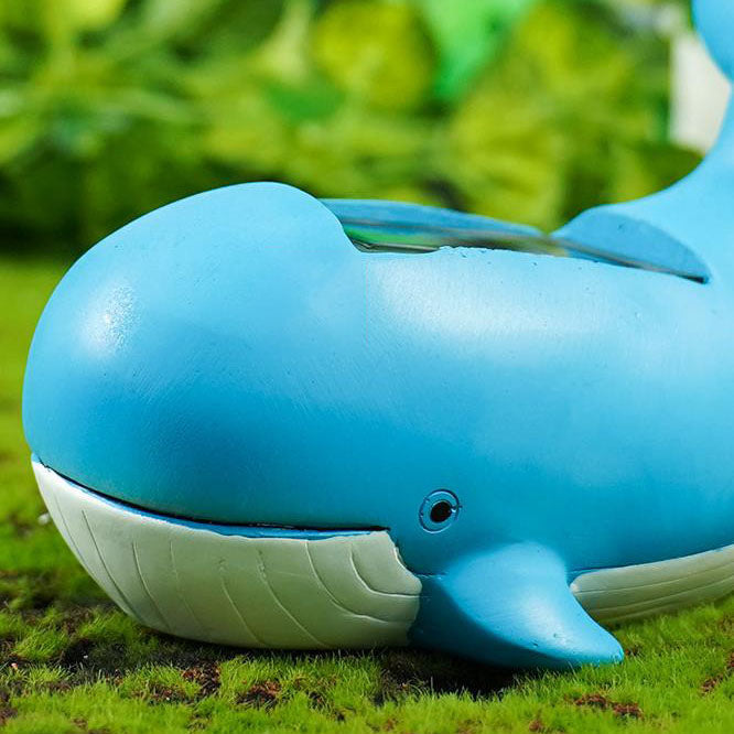 Lampe solaire créative en résine en forme de baleine pour extérieur 