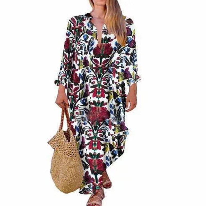 European and American printed dress women