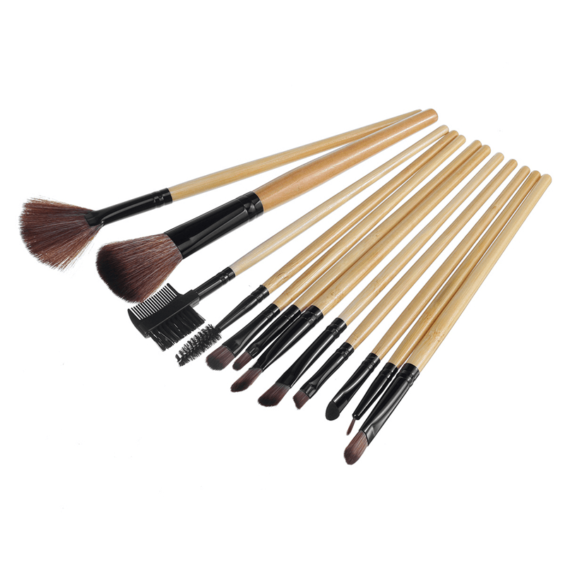 Ensemble de pinceaux de maquillage 12 pièces Kit de pinceaux de maquillage cosmétiques avec étui en cuir Fond de teint Eyeliner Estompeur Anti-cernes Mascara Fard à paupières Poudre pour le visage